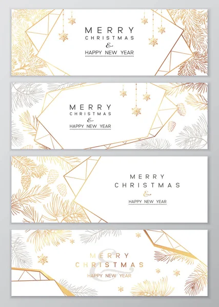 圣诞海报 背景是白色的松树枝条 新年图解 冬季横幅设计系列 — 图库矢量图片