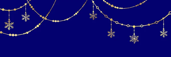 クリスマスポスター 青い背景に金色のクリスマスの装飾とクリスマスの背景のベクトルイラスト — ストックベクタ