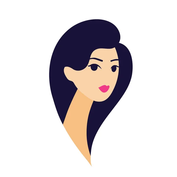 Векторная Абстрактная Иллюстрация Девушки Темными Волосами Логотип Красоты Лицом Женщины — стоковый вектор
