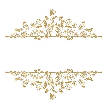 Beyaz arka planda klasik altın çerçeve. Grafik vektör tasarımı.