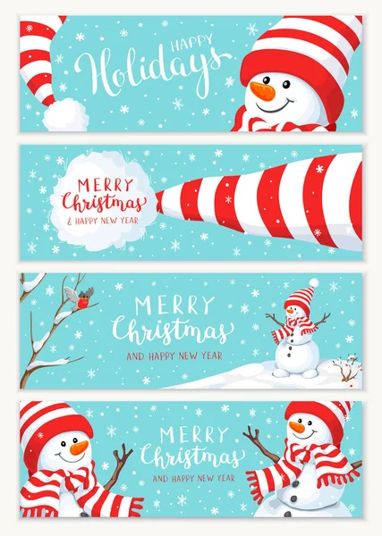 Winter Holidays Christmas Background Snowman Snowflakes New Year Illustration Winter Vector Graphics