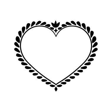 Siyah beyaz dekoratif kalp taşıyıcısı. Kart tasarımı veya dövme için yaratıcı el çizimi kalp