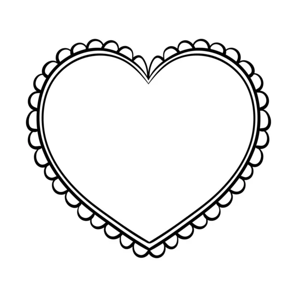 Vector Schwarz Weißes Dekoratives Herz Kreatives Handgezeichnetes Herz Für Kartendesign — Stockvektor