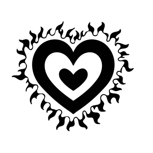 Coeur Décoratif Vectoriel Noir Blanc Coeur Dessiné Main Créatif Pour — Image vectorielle