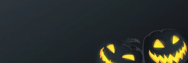 Happy Halloween Poster Background Frame Black Pumpkins Black Gradient Background — Stock Vector
