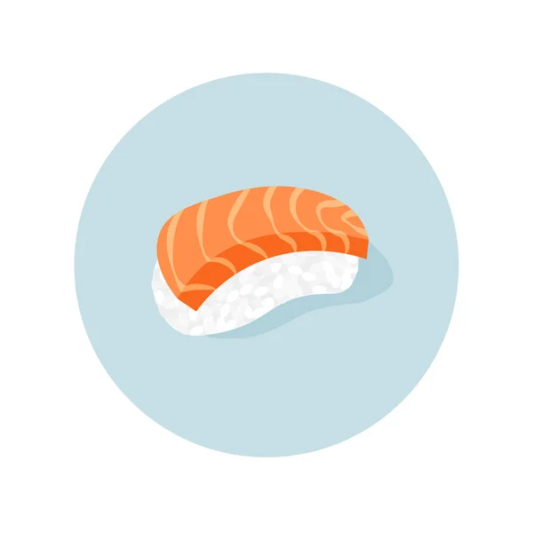 Sushi Salmon Jepang Irisan Mentah Ikan Dengan Nasi Makanan Tradisional - Stok Vektor