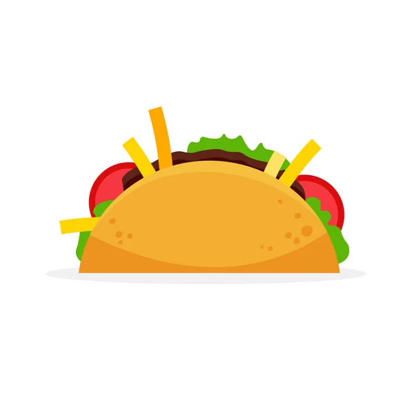 Mexikansk Taco Ikon Latinamerikanskt Matkoncept Tacos Med Kött Och Grönsaker — Stock vektor