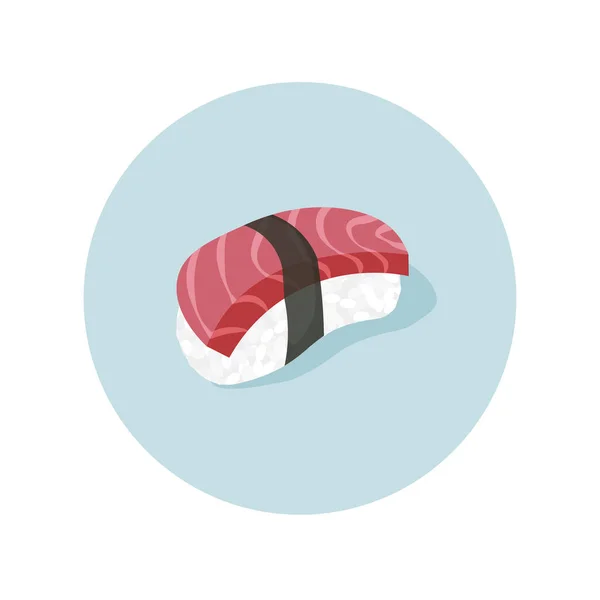Jepang Tuna Sushi Irisan Mentah Ikan Dengan Nasi Makanan Tradisional - Stok Vektor