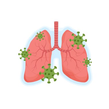 Sağlıklı akciğerler, insan iç organları. Virüs koruması. Kalkan konsepti. Solunum sistemi simgesi. Anatomi, tıp konsepti. Sağlık hizmetleri. Mavi arkaplanda vektör illüstrasyonu izole edildi.
