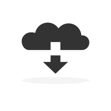 Cloud storage black icon. Download process. Data transfering, exchange, backup. Vector illustration isolated on white background.