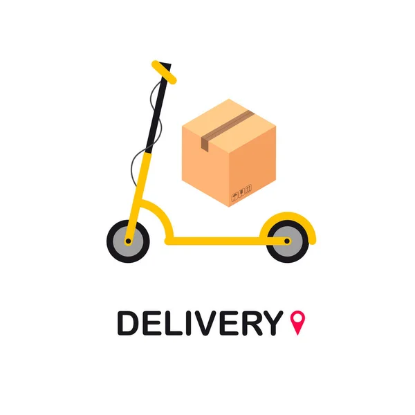 Delivery Electric Bike Scooter Package Product Box Eco Alternative City — Image vectorielle