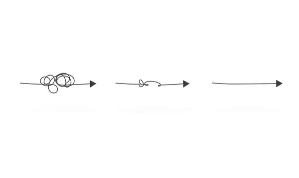 Trasslig Linje Kontra Klar Linje Abstrakt Metafor Komplicerat Sätt Att — Stock vektor