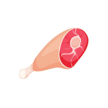 Taze et. Etler kesildi. Çizgi film jambonu. Beyaz arkaplanda izole edilmiş modayı gösteren vektör illüstrasyonu.