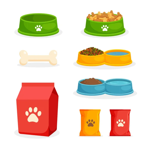 Σετ Τροφής Για Κατοικίδια Μπολ Για Σκύλους Γάτες Κεράσματα Συσκευασία — Διανυσματικό Αρχείο