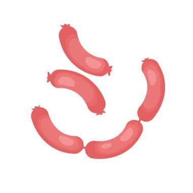 Sosis paketi. Tasarımınız için tasarım ögesi. Beyaz arkaplanda izole edilmiş modayı gösteren vektör illüstrasyonu.