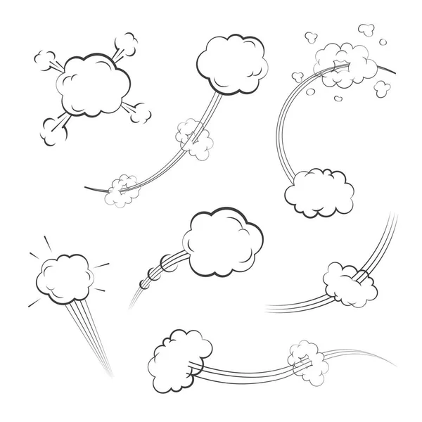 Efectos Sonido Dibujos Animados Conjunto Discurso Pensamiento Burbuja Blanca Cómica — Vector de stock