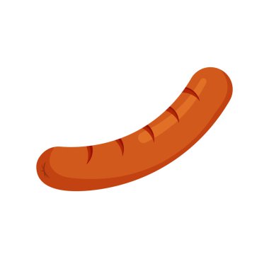 Izgara sosis. Mangal. Tasarım elementi. Beyaz arkaplanda izole edilmiş modayı gösteren vektör illüstrasyonu.