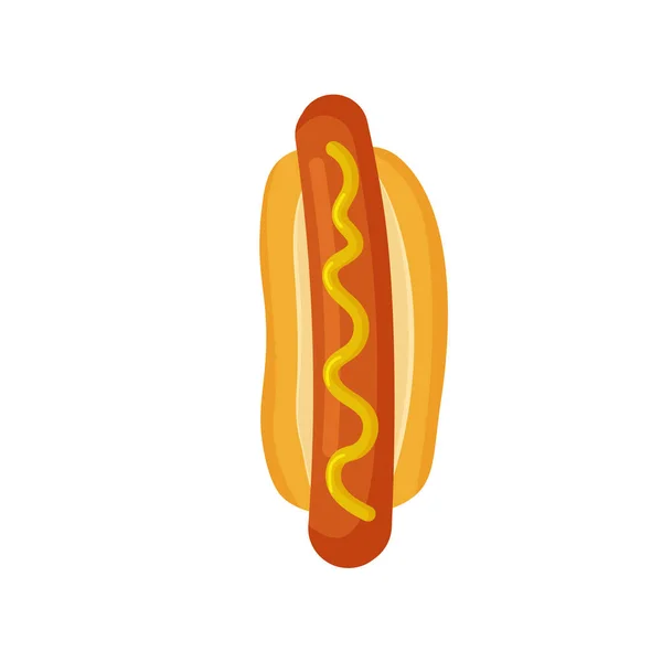 Hot Dog Von Oben Fast Food Ikone Bbq Gestaltungselement Für — Stockvektor