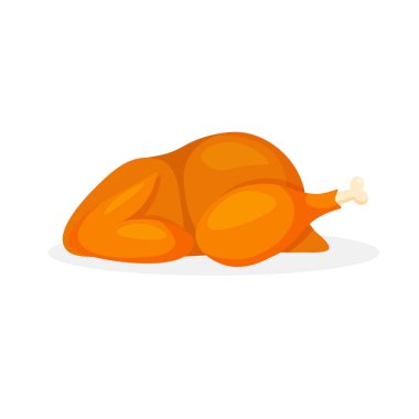 Kızarmış hindi mi tavuk mu? Kızarmış et. Yemek ikonu. Beyaz arkaplanda izole edilmiş modayı gösteren vektör illüstrasyonu.