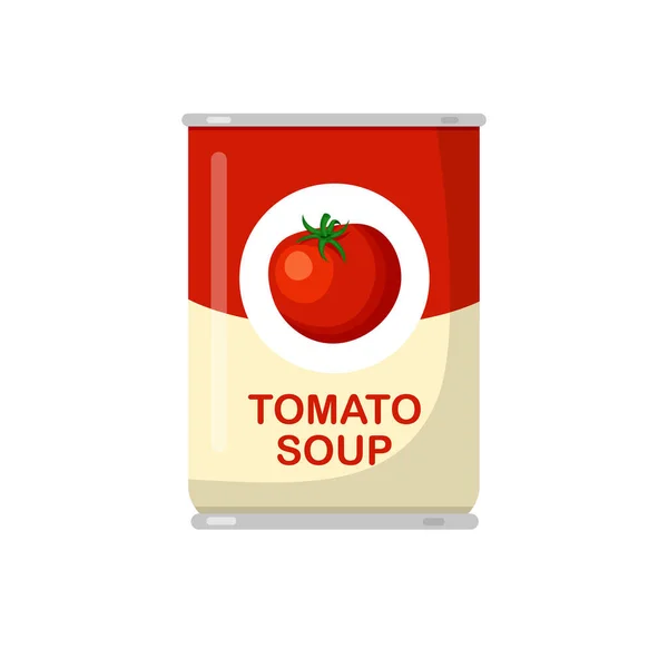 Tomatensuppendose Vektor Illustration Trendigen Flachen Stil Isoliert Auf Weißem Hintergrund — Stockvektor