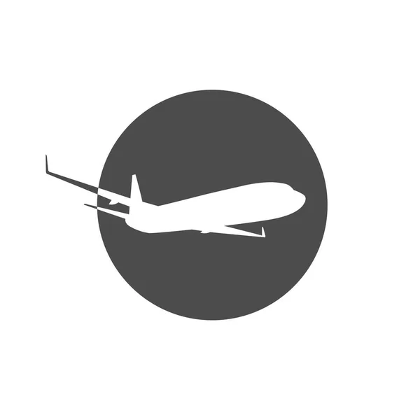 Fliegendes Flugzeug Logo Flugzeug Schwarze Ikone Vektorillustration Internationaler Transport Reisevorlage — Stockvektor