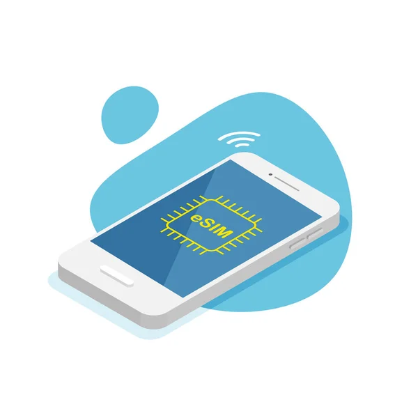 Esim Technology Concept Embedded Sim Card Smartphone Vector Illustration Trendy — Stock Vector