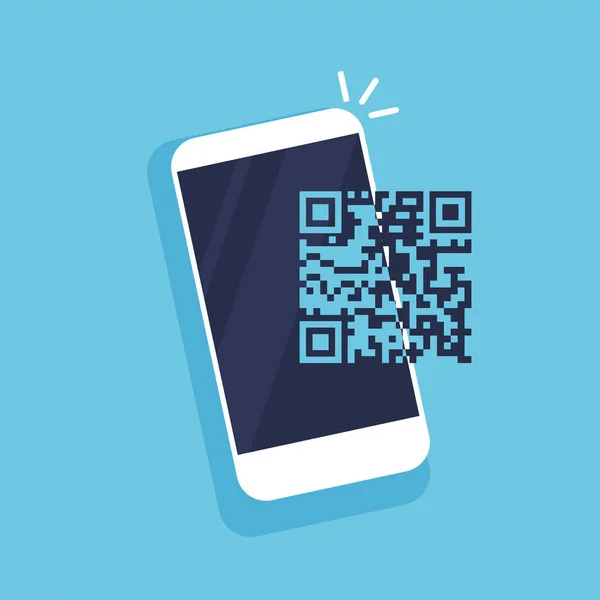 Digitalização Código Por Smartphone Procura Por Salário Ilustração Vetorial Estilo — Vetor de Stock