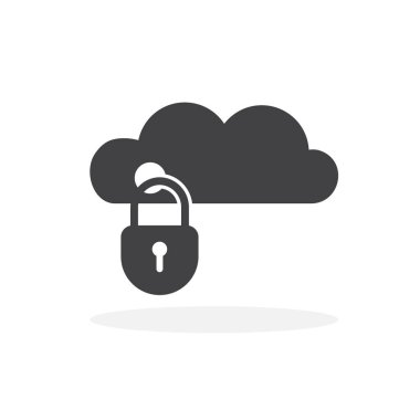 Bilgisayar bulut koruma ikonu. Veri. Dijital siber güvenlik. Vektör illüstrasyonu beyaz arkaplanda izole edildi.