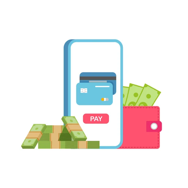 Концепция Оплаты Онлайн Используйте Смартфон Транзакции Nfc Оплата Кредитной Картой — стоковый вектор