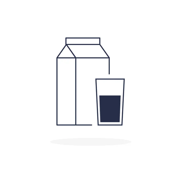 Umrissene Papierverpackungen Mit Einem Glas Saft Oder Milch Schwarze Logo — Stockvektor