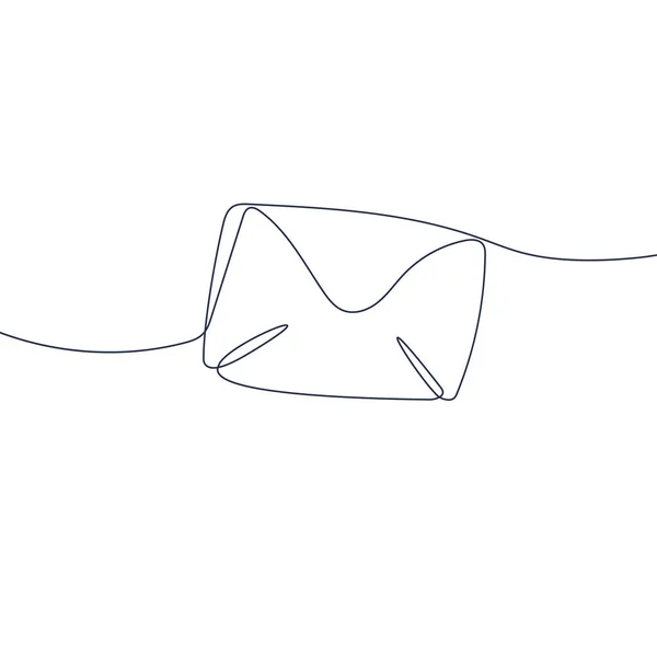 紙の封筒を1行描きます 連続シングルラインアート メールメッセージのコンセプト 白を基調としたベクトルイラスト — ストックベクタ