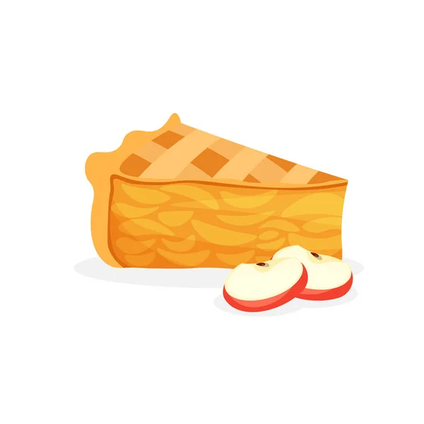 Pièce Traditionnelle Tarte Aux Pommes Doux Gâteau Américain Aux Pommes — Image vectorielle
