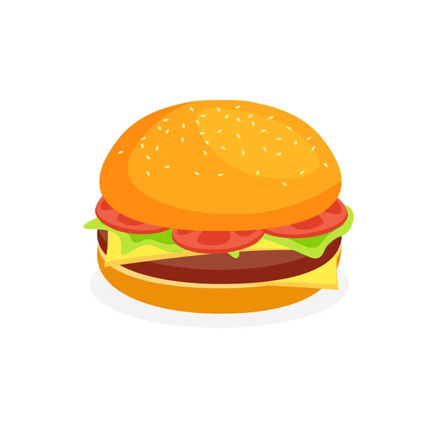 Vector Hamburger Burger Met Kaas Tomaten Hak Sla Etc Fast — Stockvector