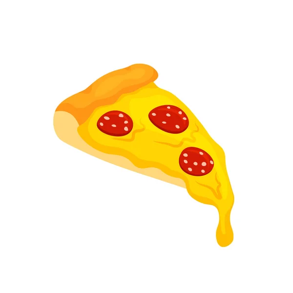 Pepperónis Pizzaszelet Hagyományos Olasz Étel Vektor Illusztráció Elszigetelt Fehér Háttér — Stock Vector