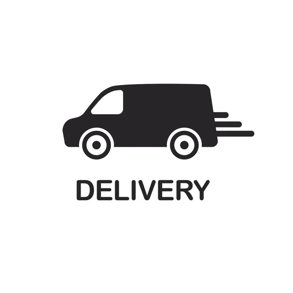 Express Delivery Van Truck Black Logo Fast Shipping Service Icon — Stock Vector