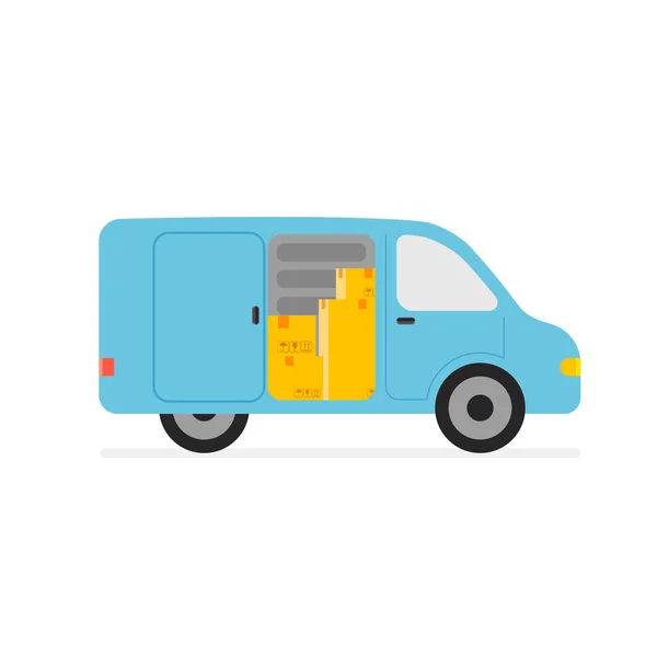 Livraison Express Par Fourgon Camion Tas Boîtes Dans Voiture Icône — Image vectorielle