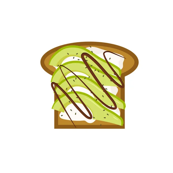 Avokado Tost Ikonu Lezzetli Sağlıklı Kahvaltı Kızarmış Sandviç Vektör Illüstrasyonu — Stok Vektör