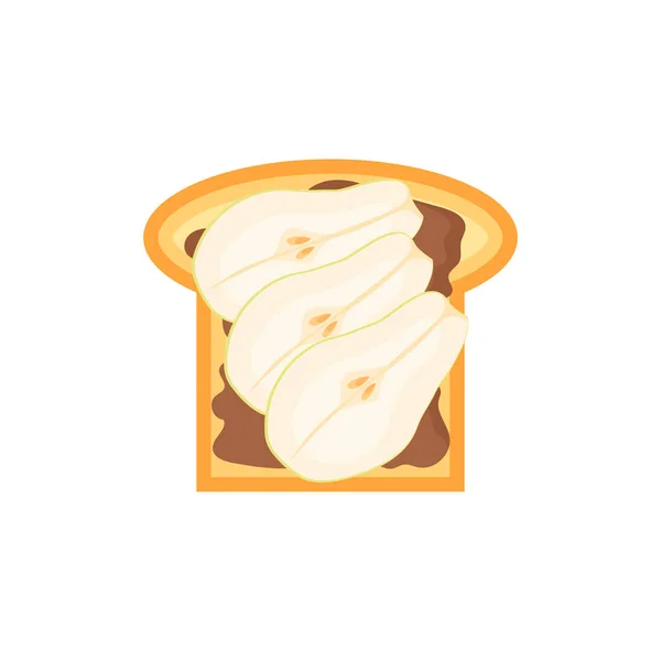 Birnentoast Mit Erdnussbutter Und Schokolade Süßes Sandwich Vektor Illustration Trendigen — Stockvektor