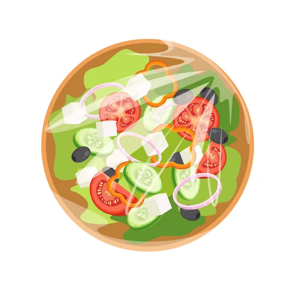 Salat Einem Plastikbehälter Oder Tablett Mit Zellophandeckel Lebensmittel Attrappe Pappbecher — Stockvektor