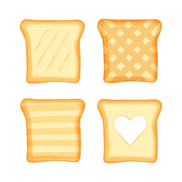 Набір Скибочок Хліба Смачний Здоровий Сніданок Смачний Відкритий Сендвіч Макет — стоковий вектор
