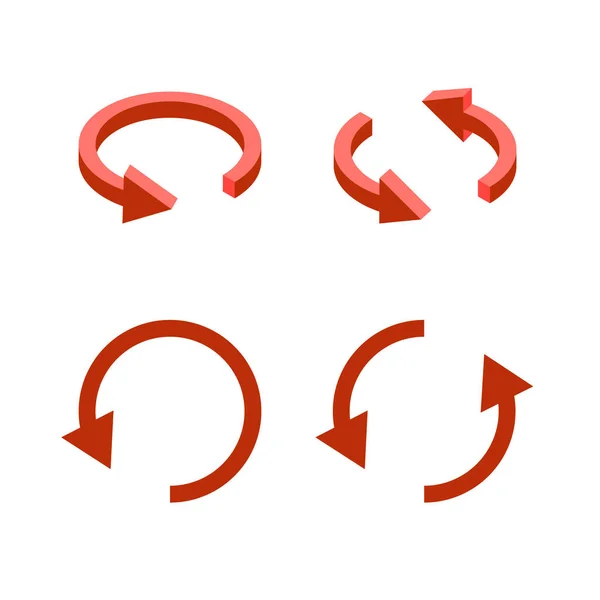 Aggiornamento Simbolo Frecce Isometriche Icona Rossa Ricarica Aggiorna Potenzia Concetto — Vettoriale Stock