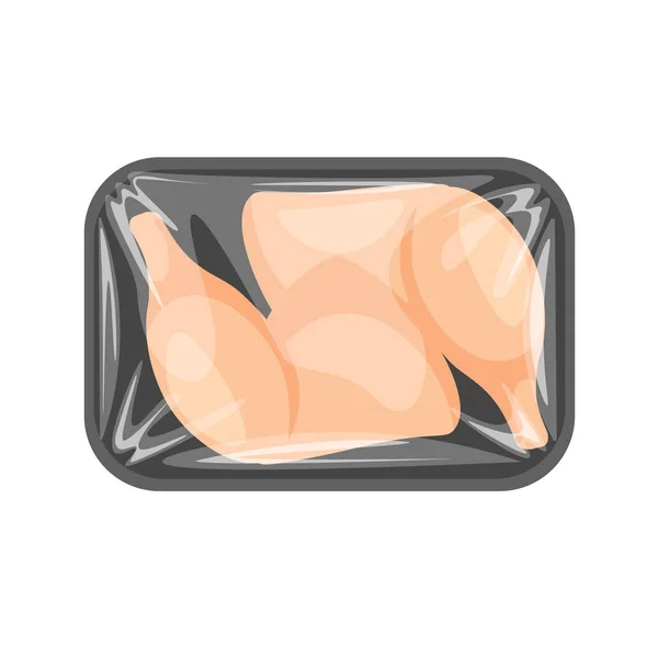 Fagyasztott Vagy Friss Csirkehús Polietilén Csomagolásban Műanyag Doboz Szupermarket Tartály — Stock Vector