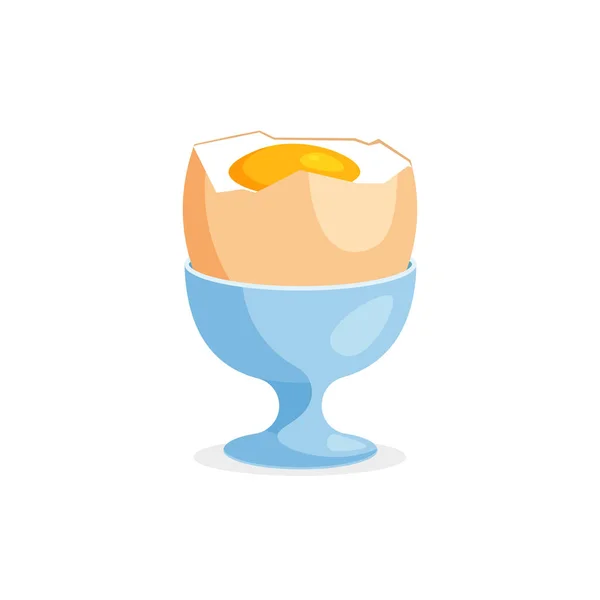 锅里的煮熟的鸡蛋 健康早餐图标 在白色背带上孤立的流行平板风格的矢量插图 — 图库矢量图片