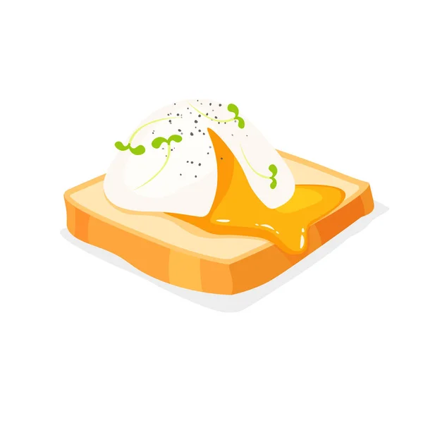 Tostadas Huevo Escalfadas Con Condimento Delicioso Desayuno Saludable Delicioso Sándwich — Vector de stock