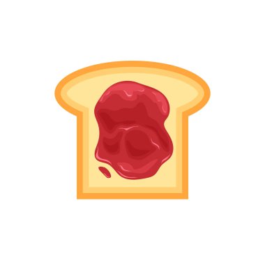 Çilekli tost ekmeği veya ahududu reçeli. Güzel sandviç. Beyaz arkaplanda izole edilmiş modayı gösteren vektör illüstrasyonu.