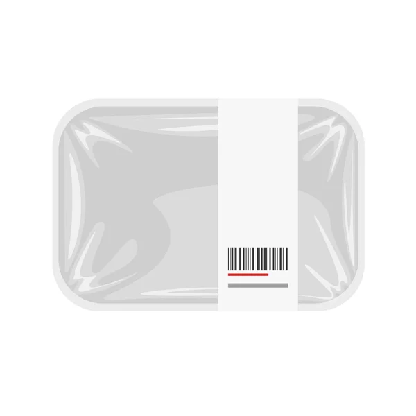 Şeffaf Beyaz Plastik Yiyecek Kabı Boş Ürün Tepsisi Kutusu Selofan — Stok Vektör