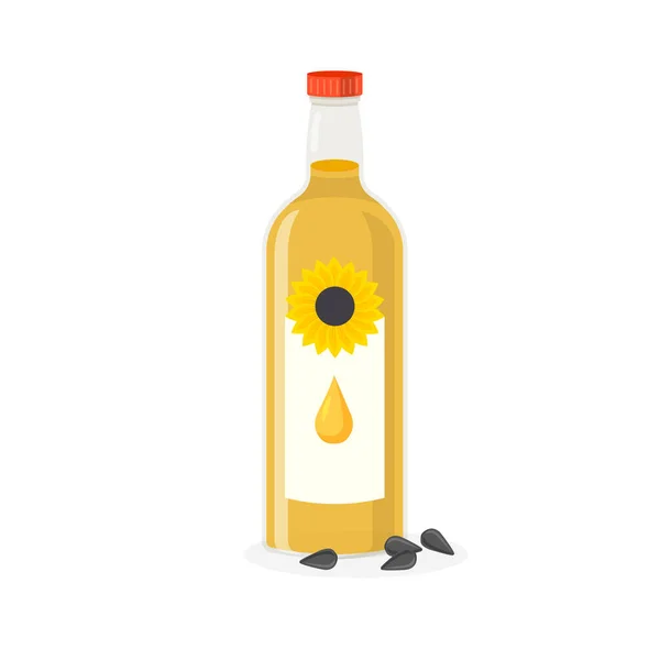 Sonnenblumenölverpackung Flaschendesign Element Für Menü Etikett Verpackung Isoliert Auf Weißem — Stockvektor