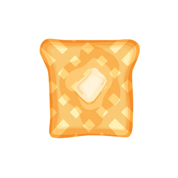 Toast Mit Einem Stück Butter Leckeres Gesundes Frühstück Gebratenes Sandwich — Stockvektor