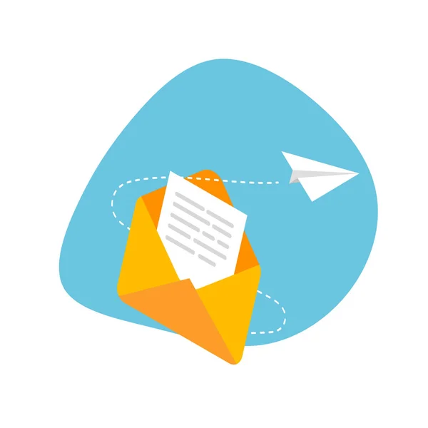 Email Marketing Mensagens Conceito Envio Correio Com Avião Papel Envelope —  Vetores de Stock