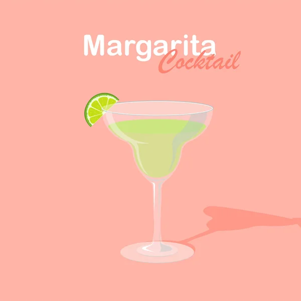 Poster Margarita Cocktail Mit Limettenscheibe Getränke Glas Vektor Illustration Trendigen — Stockvektor